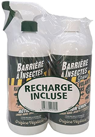 BARRIERE A INSECTES Green Insectes Rampants, Volants, Acariens-Actif d'origine végétale-Prêt à l'emploi Recharge 1 L, Nicht Zutreffend