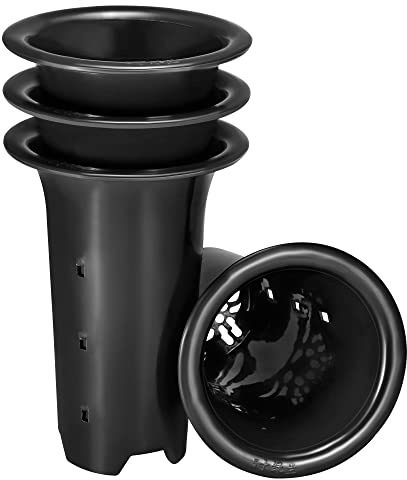 PATIKIL 6 Inch Plastic Orchid Pot with Holes, 4 Pack Flower Starting Plant Container for Garden Indoor, Black