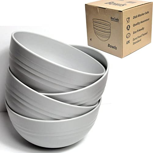 NowCooks Unbreakable Plastic Cereal Bowls – Set of 4 | EU Food Safe Certified, BPA-Free, Lightweight, Microwave & Dishwasher Safe | Ideal for Salad, Noodles, Snacks, Parties (Grey, Single)
