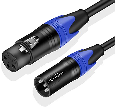 AuxLink XLR Cables 15Ft, Microphone Cable, XLR Male to Female Mic Cable 3 Pin for Speaker Systems, Radio Station, and More - 1 Pack
