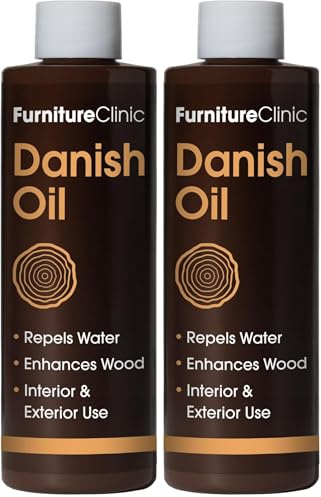 Furniture Clinic Danish Oil for Wood - Premium Oil to Enhance The Natural Beauty of Oak, Pine & More - Seal & Protect for a Satin Finish. 250ml (Pack of 2)