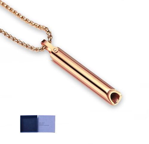 Andningshalsband, ångestlindrande föremål för mindfulness, meditation, yoga, sluta vaping, sömnhjälp, slappna av, djupa andetag, skift fokus, rökfria inhalatorer (Rose guld)
