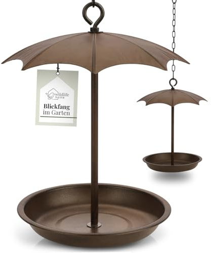 Wildlife Home Fågeldryck hängande regnskärm I fågelmatare dispenser för upphängning, frostsäker metall för trädgård och balkong, I fågelbad, fågelmatningsstation för fåglar och vilda fåglar