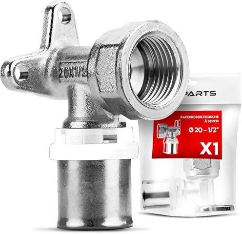 BOOPARTS – Console Murale à Sertir Ø20–1/2 (15/21) Contour TH : Raccord Femelle en Laiton pour Tuyaux Multicouches | Sortie Murale Fiable et Étanche