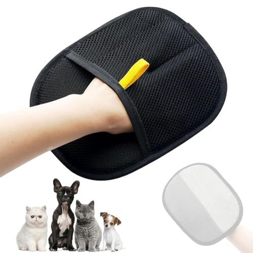 KEWUF 2 Pcs quita pelos mascota, Guantes de aseo para mascotas, guantes de doble cara para perros y gatos, guantes de aseo de silicona, guantes para quitar el para un pelaje y saludable