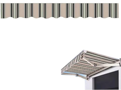 Bandes en tissu ondulé pour auvent de terrasse, balcon, robuste, imperméable et résistant aux UV (rayures vertes, 3 m x 20 cm)