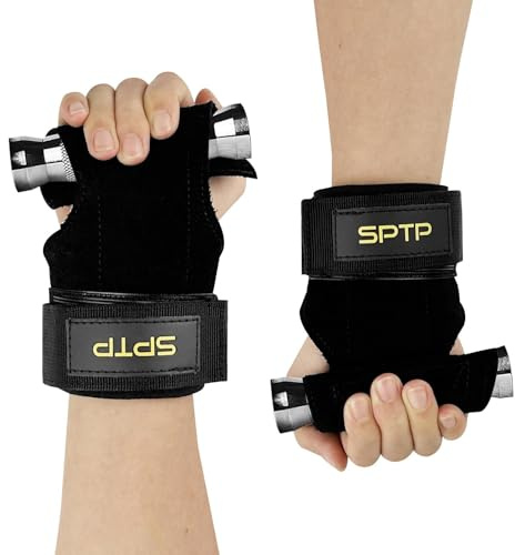 Chiluxendo Negras Muñequeras Gimnasio, Correas Levantamiento de Pesas, Complemento para el Gimnasio, Vendajes de Muñeca de Cuero, Guantes de Peso Muerto para Halterofilia, Entrenamiento, Culturismo