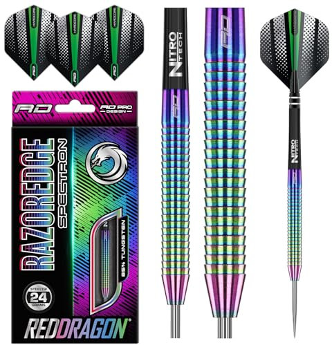 RED DRAGON Razor Edge Spectron 24 Gramm Dartpfeile Tungsten Profi Steel Darts mit Flights und Schäfte