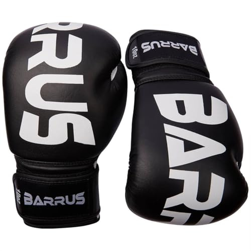 Barrus - Guantoni KickBoxing Muay Thai MMA | Guanti Pugilato Boxe Full Contact (Nero, 10oz)