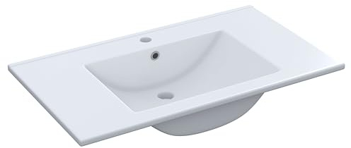 ARKITMOBEL Lavabo PMMA Color Blanco, 81,5x13x46 (AnchoxAltoxFondo-en cm), Pila Lavamanos Rectangular para Baño