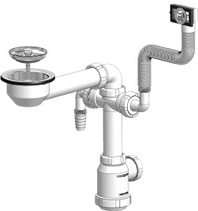 Hidrotecnoagua sifones - Desagüe fregadero ahorro espacio t-55bm diámetro 115