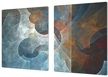 Unique Tempered Glass Kitchen Board – Cooktop Cover – Single: 80 x 52 cm; Double: 40 x 52 cm; Abstract Series DD14