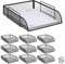 10 x stapelbare Dokumentenablage, Büro Briefablage aus Metall für DIN A4, Schreibtischablage BxT 26x33,5cm, schwarz