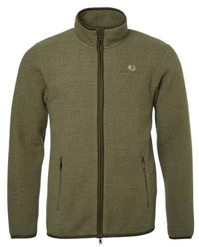 Chevalier Mainstone Fleecejacke Herren - Warme Outdoor Midlayer für Jagd Wandern Freizeit – Hoher Kragen mit Kinnschutz, Elastische Bündchen, Große Fronttaschen – Skandinavisches Design – Dunkelgrün