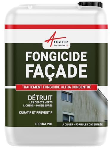 Anti Mousse Façade Ultra Concentré - Nettoyant Mur Extérieur et Crépi - Élimine Mousses et Verdissures - Traitement Curatif et Préventif - 20 L - ARCANE INDUSTRIES
