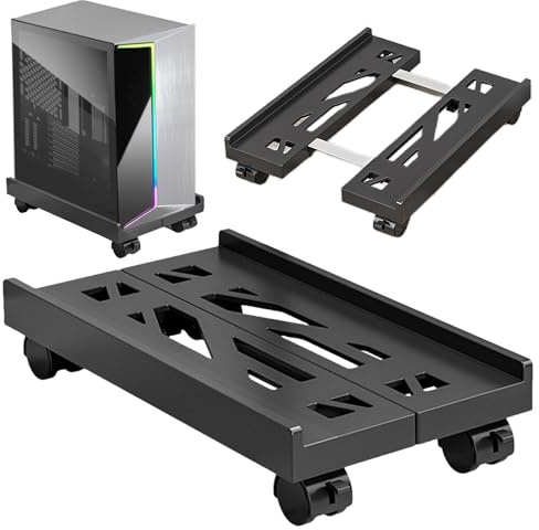 SPORWAY Support D'unité Centrale Mobile: Chariot Avec Roues Verrouillables, Antidérapantes Pour PC, Taille Réglable, Compatible Avec La Plupart Des Tours (noir)