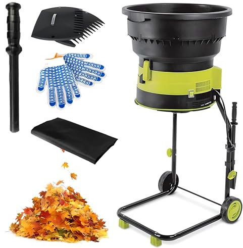 CYTBEK Garden Shredder,2500w Electric Leaf Mulcher, with Wheels and Storage Bag, 8000Rpm Chippers with 54Cm Funnel Diameter for Yard Cleanup, Composting 20M-power-cord Compost Shredder