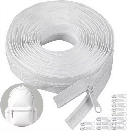Duoleimi Endless Zipper with Zipper, Cremallera sin Fin con Cremallera, Cremallera metálica sin Fin de 20m de Largo y 2,5cm de Ancho por Metro con 20 Piezas Finales