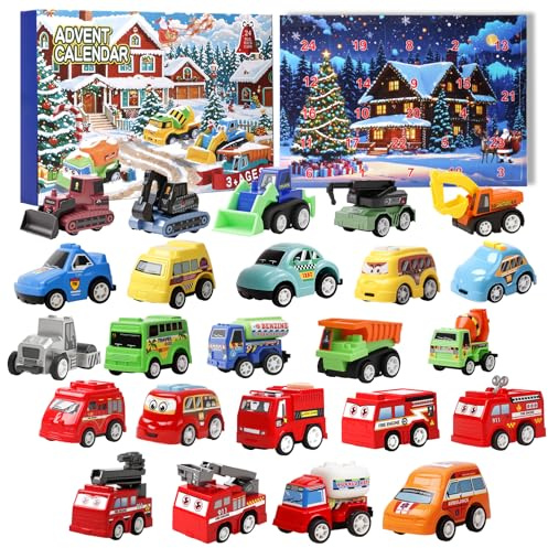 Calendario Adviento Coches Niño Calendario de Adviento 2025 Niños con 24 Juguete Coches Advent Calendar 2025 Kids Niños 2 3 4 5 6 7 8 Años