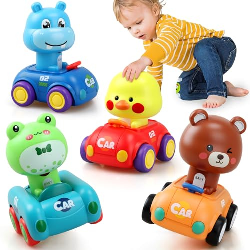 JONEG Press and Go Baby Toy Cars Push Go Car for 12-18 Months Babies