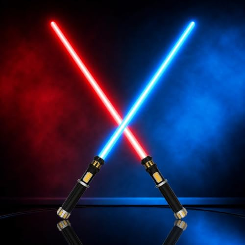 FlashyU 2 Pack Light Up Sabers for Kids Toddlers, Dueling Light Up Sword Toy for Boys, Space War Party Cosplay Birthday for Teen Men Age 4 5 6 7 8 9 10+
