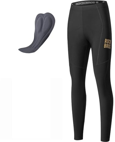 ROCKBROS Men's Cycling Pants Winter Bike Pants Padded Fleece Lined Cycling Tights for Mountain Road Dirt Bike Riding Running Black