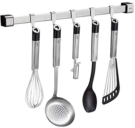 GEFU Küchenleiste SMARTLINE 50 cm | Edelstahl Wandhalterung mit Verbindungsstück & Montageset | erweiterbares Ordnungssystem für Küchenhelfer