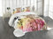 ABAKUHAUS Bambus Tagesdecke Set, Japanischer Bambus Asiatische, Set mit Kissenbezügen Ohne verblassen, für Doppelbetten 220 x 220 cm, Rosa Gelb