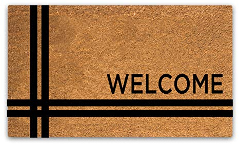 PLUS Haven 17.5x30 Door Mat with Heavy-Duty Backing - Coco Coir Doormat for Outdoor or Indoor Uses - Non-Slip Welcome Mats for Entryway or Porch - Easy to Clean Front Door Mat - Natural Brown