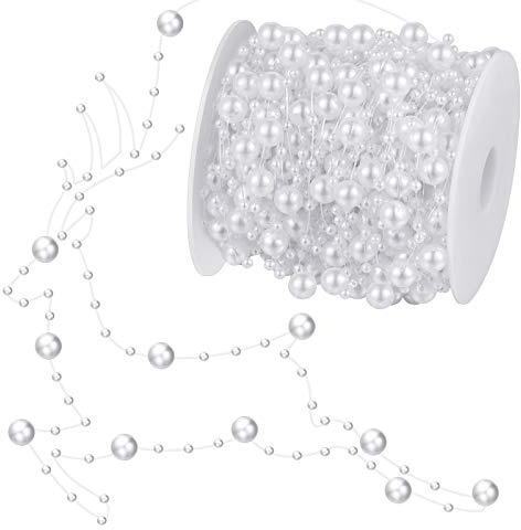 99 Feet Christmas Tree Pearls Beads Garland Chain Plastic Roll for DIY Wedding Decoration (White)