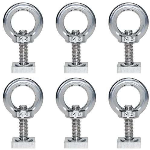 QIQN Adaptateur T-Track à Rainure en T M8x30mm Acier Inoxydable avec Écrou à Anneau et Rondelle d'écrou pour Adaptateur vélo Porte-Bagages de Toit Outil de Fixation(Tête 20x20mm)