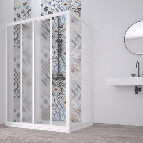 Decorspace - Cabina de ducha angular Acril de acrílico con perfiles de PVC, apertura central reducible, Made in Italy (70 x 140 cm)