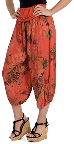 Malito 8938 Pantalon pour femme Aladin à motif floral, rouge, 36 FR/44 FR