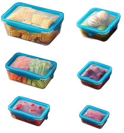 ZHDHOME Frischhaltedosen mit deckel Vorratsdosen Set Frischhaltedosen mit Flexiblem deckel Lunchbox mit luftdichtem Deckel 6er Set Meal Prep Vorratsdose Groß Kunststoff