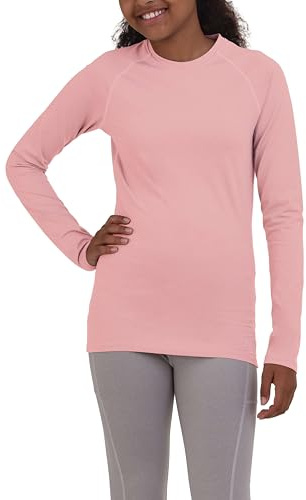TCA Girls' SuperThermal Long Sleeve Performance Base Layer Running Training Top - Silver Pink Marl, 12-14 Years