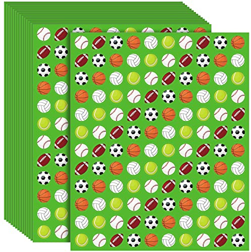 3000 Pcs Sports Stickers for Kids Soccer Tennis Small Ball Basketball Football Baseball Themed Party Decorative Stickers for Birthday Party Reward Home Decor (Multicolor, Ball)
