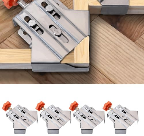 4PCS 90° Adjustable Corner Clamps 1.6mm Stainless Steel Right Angle Brackets, Metalworking DIY Projects Heavy Duty Welding Clamps Picture Frames Aquariums Furniture Making