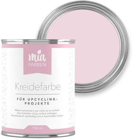 miafarben Kreidefarbe für Möbel 750ml, Möbellack, Möbelfarbe ohne schleifen, Kreidefarbe für Holz (Süße Kirschblüte)
