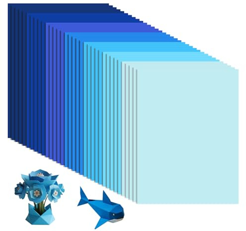 MUWINC Papier Carte Dégradé Bleu A4-35 Feuilles 180g/m² Papier de Couleur, pour Loisirs Créatifs, l'artisanat ou le dessin