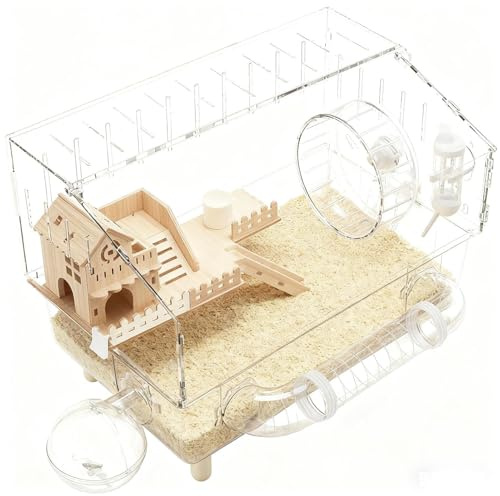 Jaula para Hámster,Hábitat para Chinchilla con Dos Niveles Transparentes,44.96x27.94x33.78 cm Casa De Acrílico para Animales Pequeños | para Cría De Erizo Gerbo Chinchilla Y Mascotas Pequeñas En