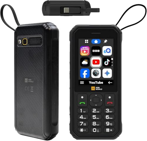 AGM M11 Rugged Basic Mobile Phone,4000 mAh Battery with Long Standby Time,Mobile Hotspot,IP68/IP69K Wasserdicht,GSM Dual SIM Feature Phone,Flashlight,Emergency All-Rounder,USB-C