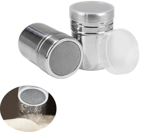 Yeenano Salt Shaker,2Pcs Flour Sifter,Icing Sugar Shaker,Matcha Shakers,Sugar Dispenser,Salt Pot,Sugar Container,Dusting Powder Container,Sifter,for Icing Sugars,Cocoa,Cinnamon Powder,Baking Spices