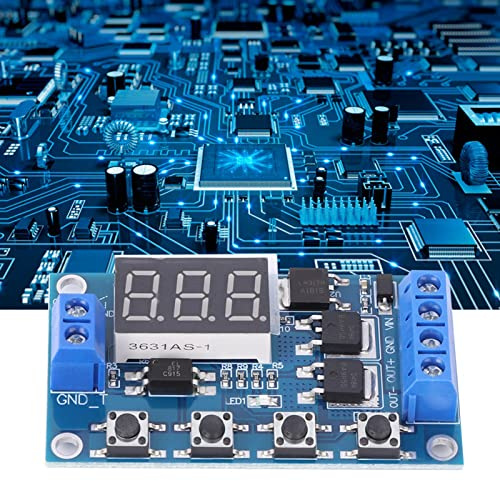 Keenso Timer Delay Switch Kretskort PCB Timer Delay Relay Module 12V 24V 5 Till 36V 15A Actuator Cycle Timing Dubbel MOS-kontroll för Automationsutrustning Elektronikanvändare