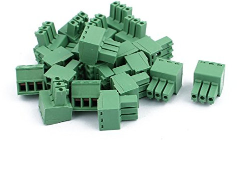 sourcingmap 20Pcs 300V KF2EDGK 3.5mm Pitch 3-Pin PCB Screw Terminal Block Connector