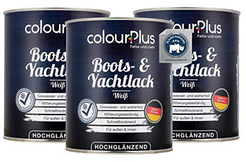 ColourPlus Vernis Marin 3 x 750 ml - Blanc - Vernis bois extérieur brillant, résistant à l'eau et intempéries | Pour bateaux, fenêtres, meubles et jardin | Résistant aux UV