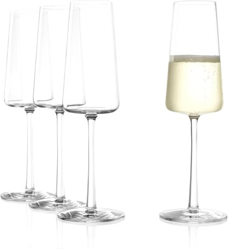 Stölzle Lausitz Champagne Glasses Power 4-Piece Set 8 oz – Elegant Flutes Ideal for Prosecco & Sparkling Wine – Crystal Champagne Glasses – Dishwasher- & Shockproof