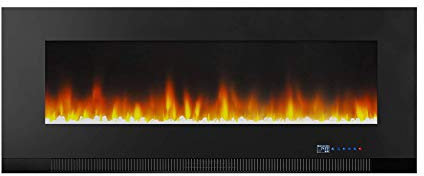 Amazon Basics – Chimenea eléctrica multicolor de 127 cm, para montaje en pared, con iluminación LED 3D, con control remoto, 1300 W