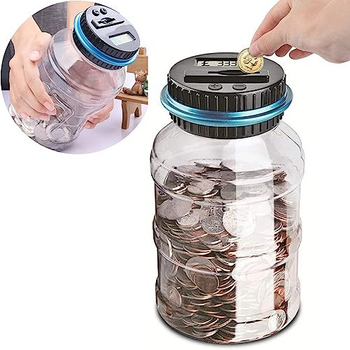 Pup Go Digital Saving Money Box UK Coins Automatic Counting - Large Capacity Transparent Money Saving Jar with LCD Display, Coin Money Bank Piggy Bank Gift for Kids and Adult (big size)