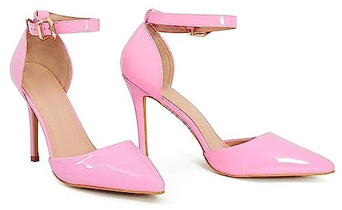 Gizelle Damen Knöchelriemen Pumps, Rosa Lackierung, 43 EU
