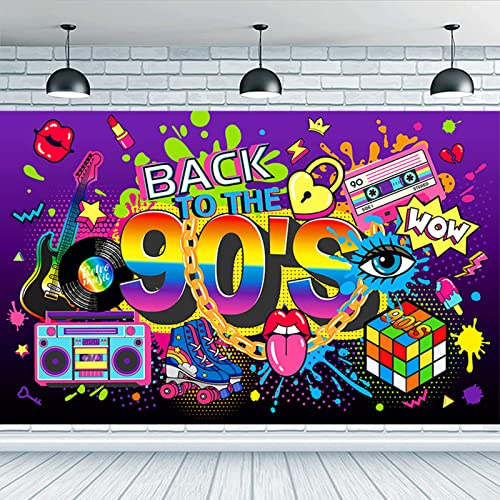 FLOTRUTE Bannière Retour aux Années 90 pour Fête Rétro, Fond d'Anniversaire, R&B Hip Hop, 185x110cm